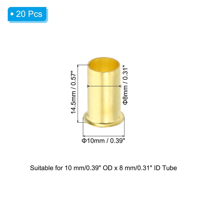 PATIKIL Brass Compression Insert, 40 Pack 10mm OD x 8mm