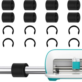 8pcs Rubber Roller Resolution and 8pcs Replacement Spare Rubber Rollers for Cricut Joy, Keep Rubber from Moving Retaining Clip Rings Compatible with Cricut Joy