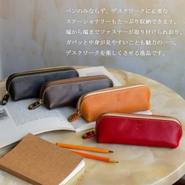 PORCO ROSSO sokunou Leather Pencil Case, Name Engraving, Pencil Case, Genuine Leather, Tochigi Leather, Adult, Made in Japan, Large Capacity, Simple Brand, Polcolosso, Triangle, Men's, Women's,