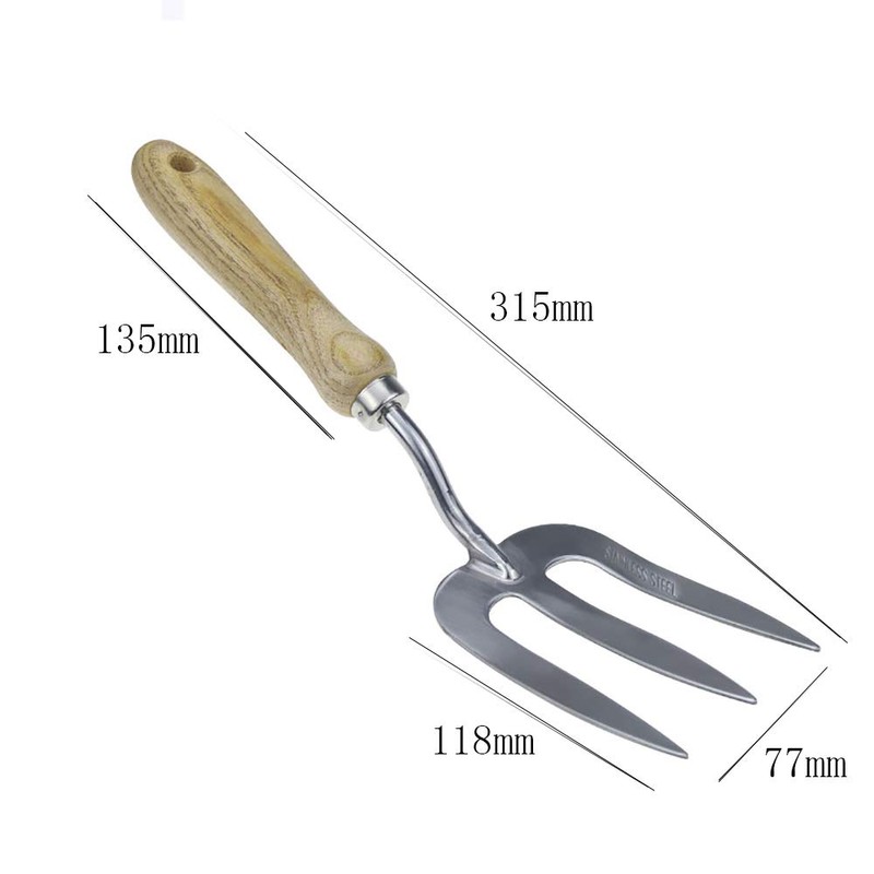 Stainless Steel Digging Fork,Hand Fork with Wood Handle,Cultivator Gardening Tools,Polishing