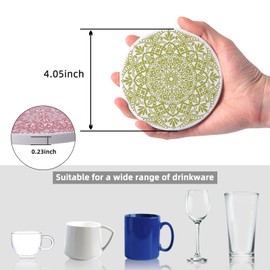 STARUBY 6 Pieces Ceramic Coasters Coasters with Holder Coasters Coffee Table Coasters Absorbent for Drinks Kitchen Dining Room Decoration 10cm Round Red