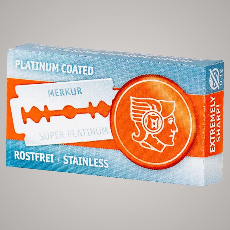 MERKUR Razor Blade Stainless Steel Super Platinum Silver 910 (Pack