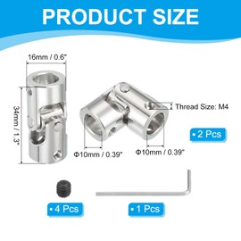 PATIKIL Rotatable Universal Steering Shaft 10mm to 10mm Inner Dia, 2 Pcs U Joint Shaft Coupling U Joints Coupler Connector Accessories with M4 Screws for Motor Model Robots