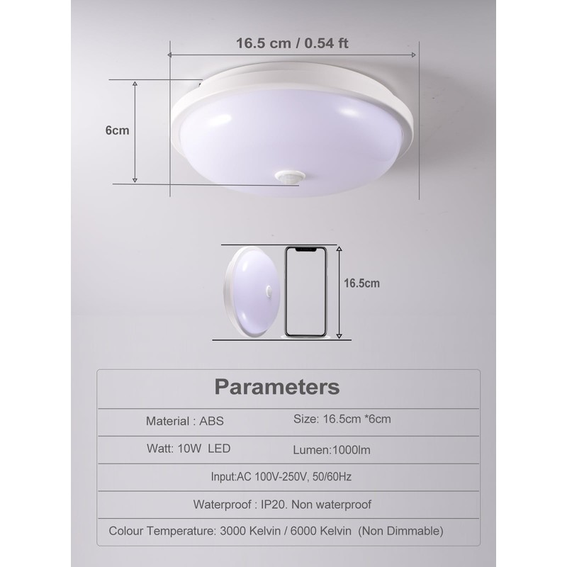 Etrogo Ceiling Light with Motion Sensor PIR and Twilight Sensor