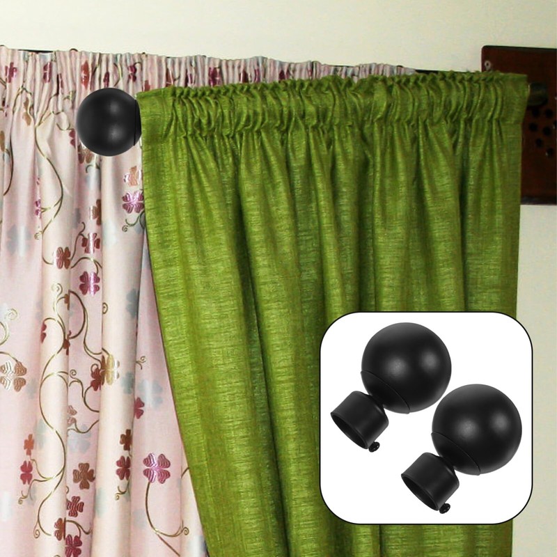 2 Pcs 28mm Window Curtain Rod End Black Drapery Curtain