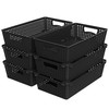Simple Houseware Stackable Plastic Woven Basket Organizer, 6 Pack, Black