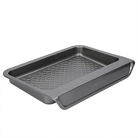 MasterClass Smart Stack Baking Tray,Rectangular Roasting Tin,Space-Saving Stackable Design for Home Cooking,Non Stick,Scratch Resistant Carbon Steel Oven Pan,Dishwasher Safe,BPA Free,Small,Black