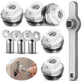 Gulfmew Pack of 5 Radiator Bleed Valve with 3 Radiator Bleed Keys and 1 Radiator Bleed Handle, Heating Key Heating Bleed Valve Bleed Handle
