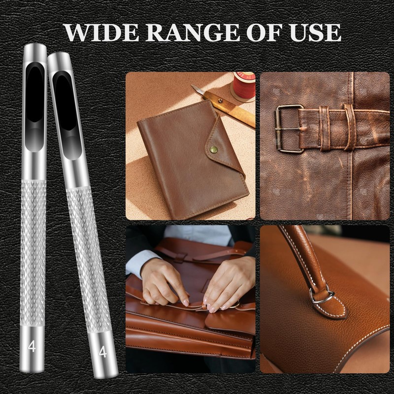 Hollow Leather Hole Punch Set with 6PCS Steel Tools (1.5mm-4mm)