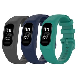 Watch Bands Compatible with Garmin Vivosmart 5 Band Straps Replacement Wristbands Bracelet Band for Vivosmart 5 for Women Men (Large, grey/blue/green)