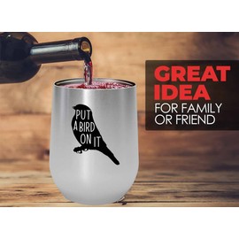 Flairy Land Bird Lover Silver Edition Wine Tumbler 12oz - Put a bird on it - Hummingbird Nest Cage Parrot Dad Gardening Outdoor Birdwatcher Feeder
