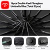 LENDOO Compact Foldable 16 Ribs Storm Proof Umbrella Large Pocket