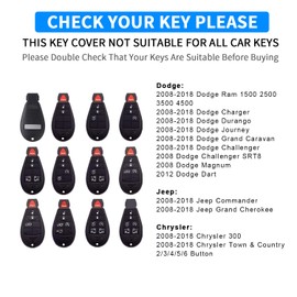 QBUC for Dodge Key Fob Cover, Soft TPU Car Key Protector with Keychain Key Case Compatible with Jeep Challenge Durango Journey Dart Caravan Ram Chrysler (Purple)