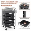 SYKIARIOL 4-Drawer Rolling Storage Cart with Mesh Top,Black