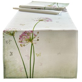 khevga Table Runner Spring Summer Table Decoration Allium Flower 150 x 40 cm