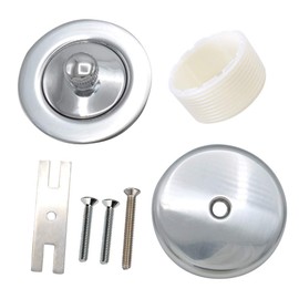 Lift and Turn Tub Drain Twist Trim Kit with Single-Hole Overflow Faceplate and Universal Fine/Coarse Thread Assembly, Bathtub Drain Kit fits All Bathtub (Chrome)