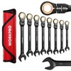 WORKPRO Ratcheting Combination Wrench Set, 8-piece Flex-Head Anti-Slip Set SAE