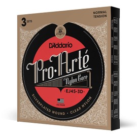 D'Addario Cuerdas de nailon EJ45-3D Pro-Arte para guitarra clásica, tensión normal, 3 juegos