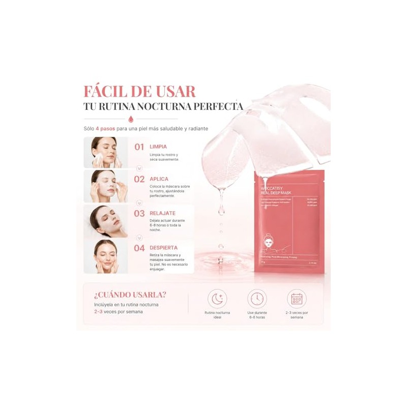 Mascarilla de Colágeno para Mujer - 8 Piezas - Mascarilla