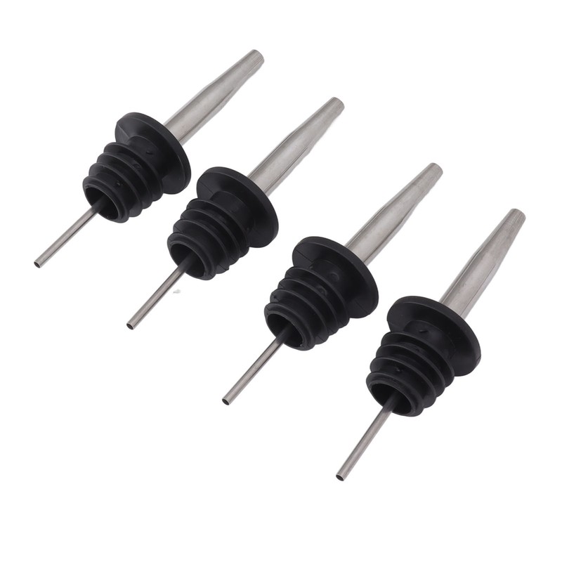 24pcs Stainless Steel Bottle Pourers with Black Plastic Cover Conical