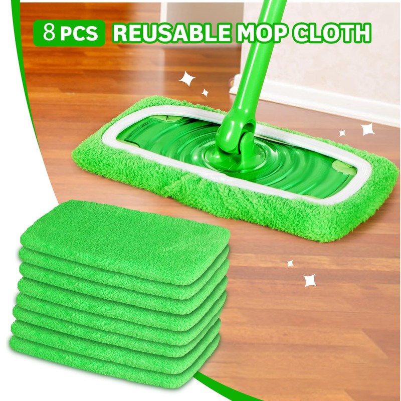 AmaVins 8-Pack Reusable Microfiber Mop Pads for 10-12" Mops