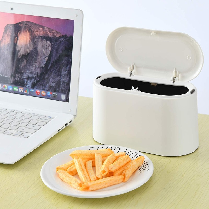 SUBEKYU Mini Trash Can with Lid,Small Desk Trash Can,Countertop Mini