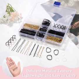 Hair Pins Kit, 343 Pieces Metal Wavy Shape Hair Clips, U Hair Pin and Small Hair Scrunchie with Storage Box, Gift for Children, Girls, Women, Wedding Hairstyles