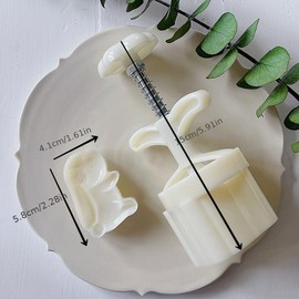 Mooncake Press Molds，Hand Press mooncake Dessert DIY with Stamps Flower Mode，Mooncake Shortbread Press DIY (1 rabbit)