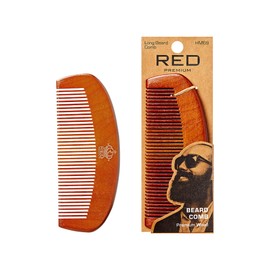 RED by Kiss Premium Wood Men Long Beard Comb, Easy Detangling and Styling, Durable Design for Gentle Beard Hair & Mustache Grooming Essential, No Snagging & Pulling, Maximize Conditioning