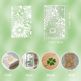 12Pcs Stencils for Painting on Walls Wood, DIY Crafts Reusable Flower Wood Grains Templates Spider Web Airbrush Stencil, Spray Paint Stencils Kit on Canvas Wall Door Fence Floor Furniture (11x7 Inch)