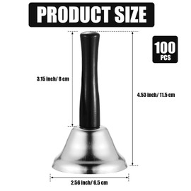 Fumete 100 Pcs Metal Ringing Bells Wedding Dinner Service Call Steel Handbells with Handle for Wedding Christmas Decors Schools Musical Percussion The Sick Elderly Alert(Silver)