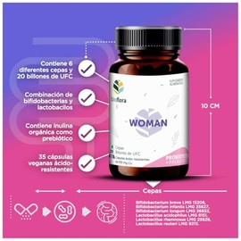 2 PACK 35 Cápsulas Probióticos Bioflora Woman con 6 Probióticos + Inulina Orgánica de Agave y 35 Cápsulas de Probióticos y Prebióticos.