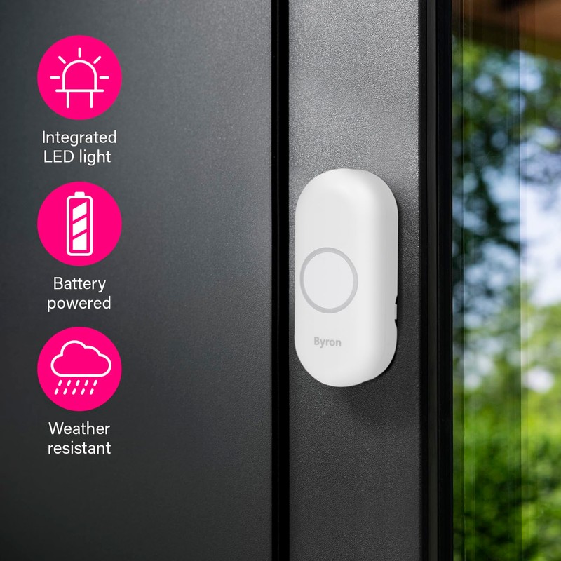 Byron Wireless Doorbell Set – Multi-Colour Visual Alert – Mute