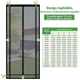 Sekey 130x230cm Tendina Magnetica per Zanzariera, Ideale per Porte da Balcone, Cantine, Terrazze (Ritagliabile in Altezza e Larghezza), Facile da Montare, Colore: Nero