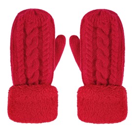 JIAHG Super Thick Knitted Gloves Women Girls Mittens Winter Gloves Mittens Sports Gloves, red