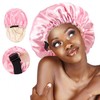 Double-Layer Satin Silk Hair Cap, Adjustable & Reversible Sleeping Cap Size/Pink 4ea