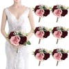 Set of 6 Artificial Bridesmaids Bouquets for Wedding -7 Inch