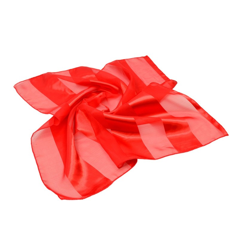 TrendsBlue Premium Silk Feel Striped Satin Square Scarf, Red