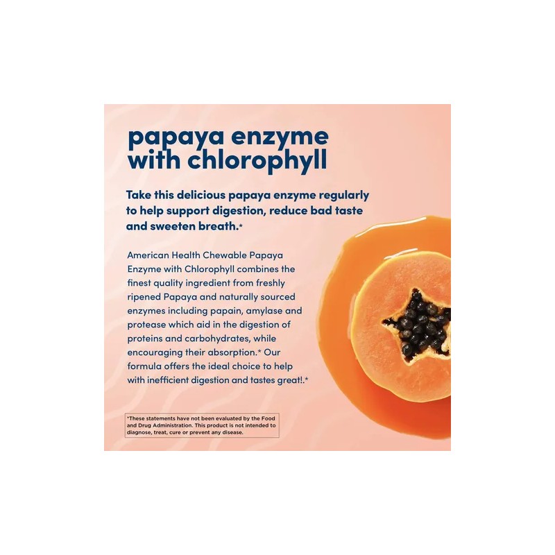 American Health Enzima De Papaya Con Clorofila 600 Tabletas
