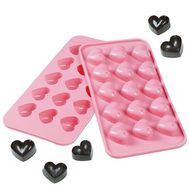 Webake Candy Molds Silicone Chocolate Molds, 15 Cavity Mold for Gummy, Jello, Fondant, Ice Cube, Crayon, Resin, Pack of 2 (Pink)