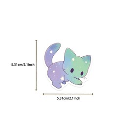 50 Pcs Cartoon Rainbow Starry Sky Cat Stickers, Cute Aesthetic Cat Waterproof Stickers, Vinyl Stickers for Water Bottle, Laptop, Phone, Skateboard for Teens Girls Kids and Women