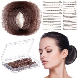 Blulu 65pcs Bun Hair Nets Invisible Elastic Edge Mesh and U Shaped Pins Set, 25Pcs Individual Package Invisible Hair Nets, 40Pcs Pins for Ballet Bun, Sleeping, Women and Wig