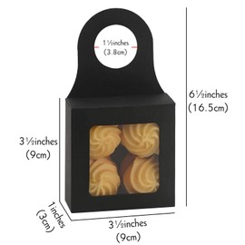 ReignSword 30 Pack Wine Hanger Empty Box with Square Window, Hanging Kraft Bottle Box, Wine Bottle Hanger Favor Boxes (Black)