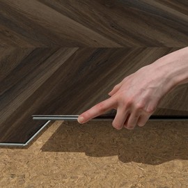 Allure 12" x 28" x 8mm, 12mil Luxury Vinyl, 45 Degree Chevron Flooring,Buckeye Black Walnut, Embossed, Waterproof, (8 Planks), (18.87 sqft/case)