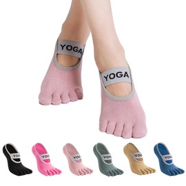 Amzbag Pilates Socks, 5-Toe 3D Anti-Slip, Yoga Socks, Grip Socks, Pilates Socks, Breathable, Antibacterial, Deodorizing, Quick Drying, Anti-Fade, Sweat Protection, Stylish, Indoor Exercise, Dance,