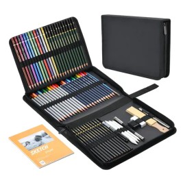 Kit De Lápices De Dibujo,72 pcs Arte Dibujo Profesional Colorear, Pintura Y Boceto, Incluye Carboncillo, Bosquejo, Libro De Bocetos, Estuche Portátil 