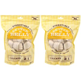 (2 Pack) Better Belly Chicken Liver Rawhide Small Dog Bones, 10 Bones Per Pack
