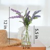 Abzo Fake Flowers- Artificial Lavender Plants in Glass Vase with