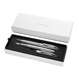 Pelikan SET - Ballpoint pen and Fountain pen Jazz Noble Elegance in Gift Box - Silver