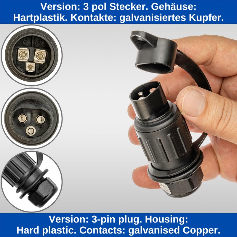 3 Pin Adapter Plug, 1 Piece, Hard Plastic Housing, 3